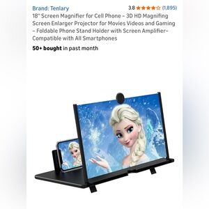 NIB Tenlary 18" Screen Magnifier for Cell Phones 3D HD Screen Enlarger Projector